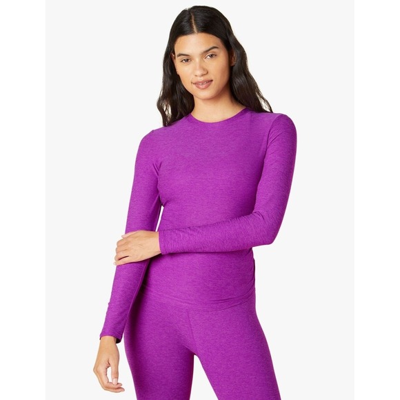 Beyond Yoga Long Sleeve Top XS Purple Space Dye Back Cutout Athleisure - Picture 3 of 9